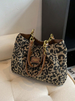 Y2K Leopard Print Shoulder Tote Bag