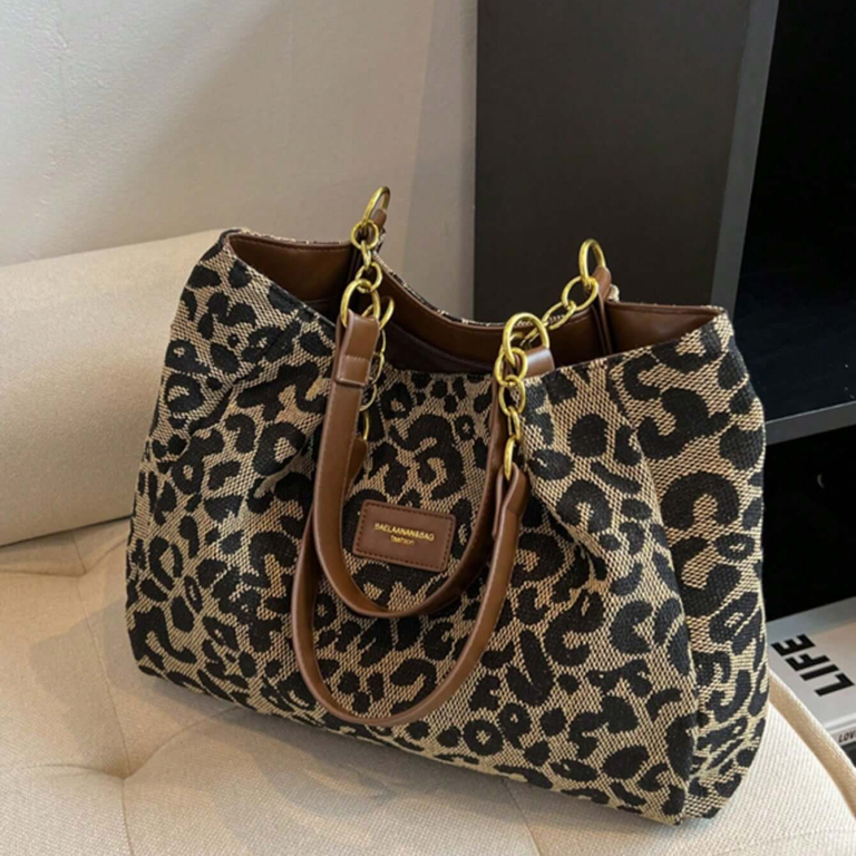 Y2K Leopard Print Shoulder Tote Bag