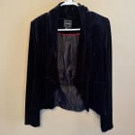 Velvet Cuffed Ruched Black Blazer