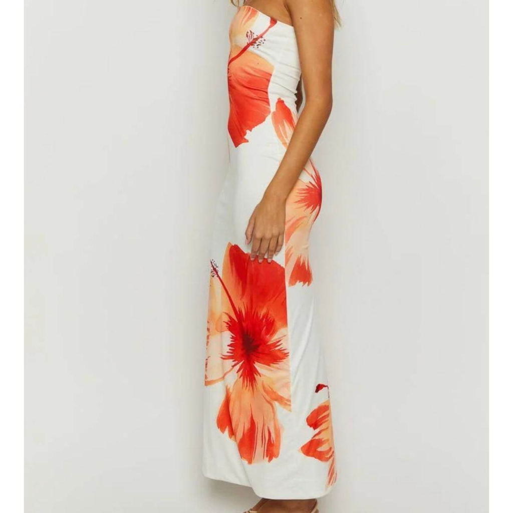 Strapless Floral Tube Maxi Dress