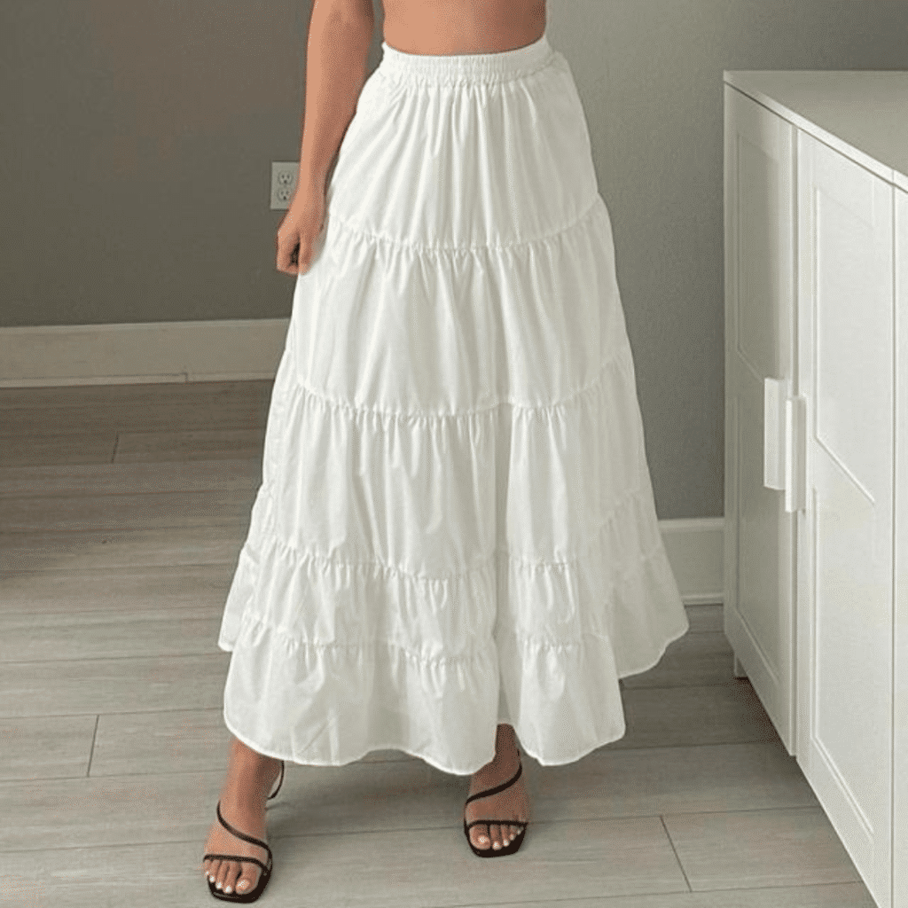 White Tiered Maxi Skirt