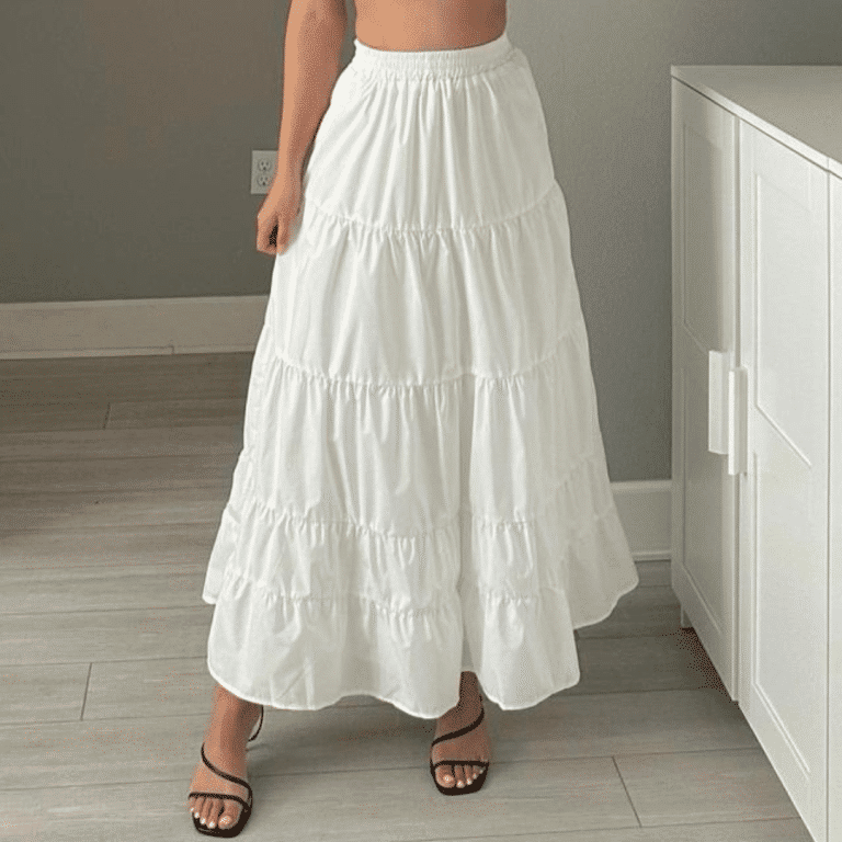 White Tiered Maxi Skirt