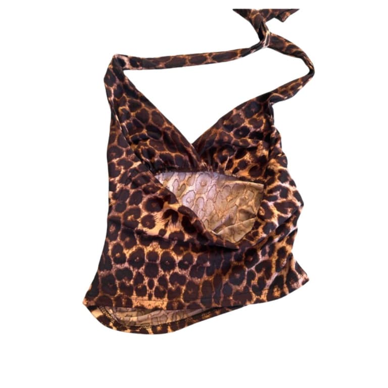 Y2K Leopard Print Halter Top