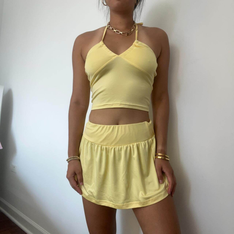 Yellow Halter and Skirt Set