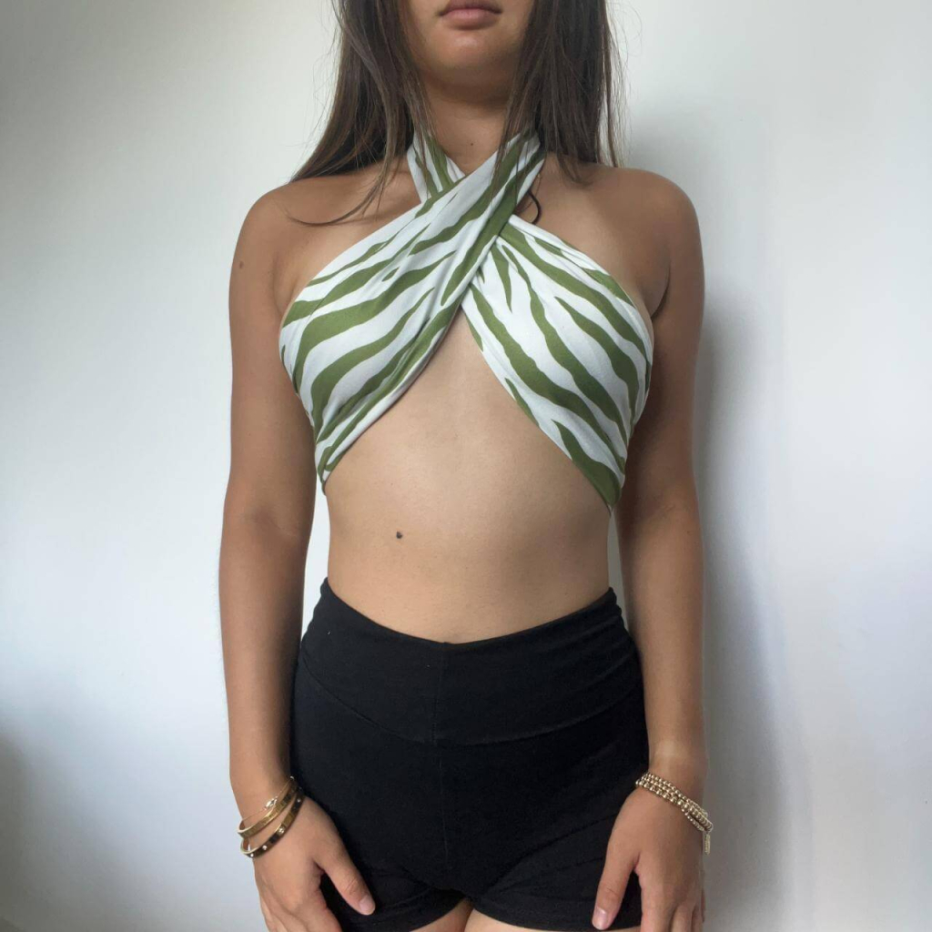 Zebra Print Wrap Top