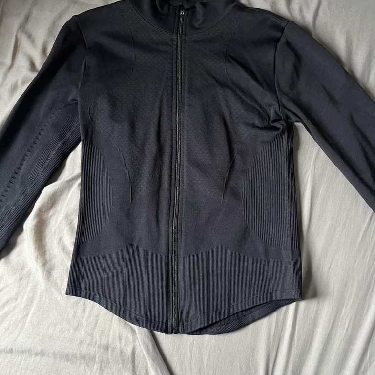 Zip Up Thumb Holes Black Jacket