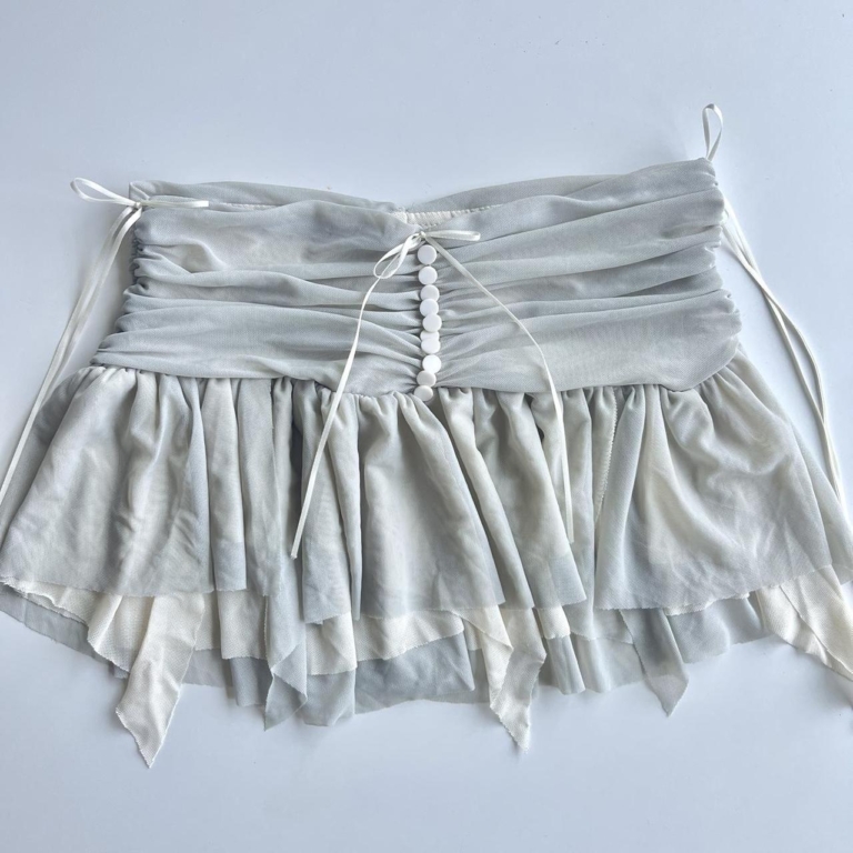 BALLET BABE GREY RUFFLE MINI SKIRT