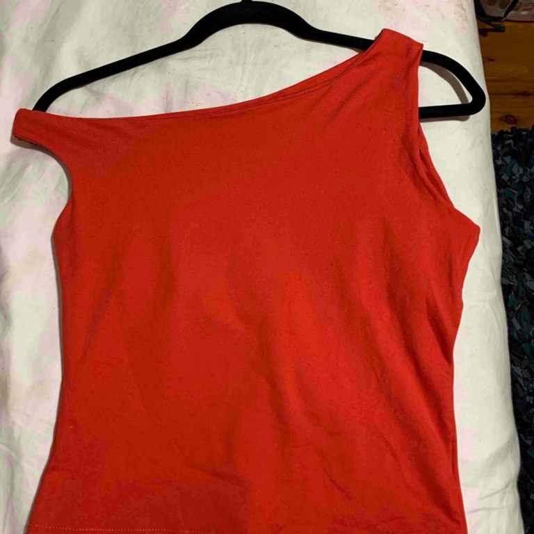 Red Asymmetrical Neck Top