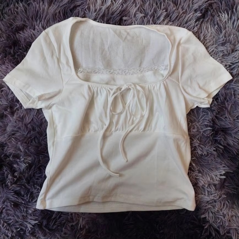 White Stitched Crop Top