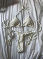 Beige Crochet Bikini Set