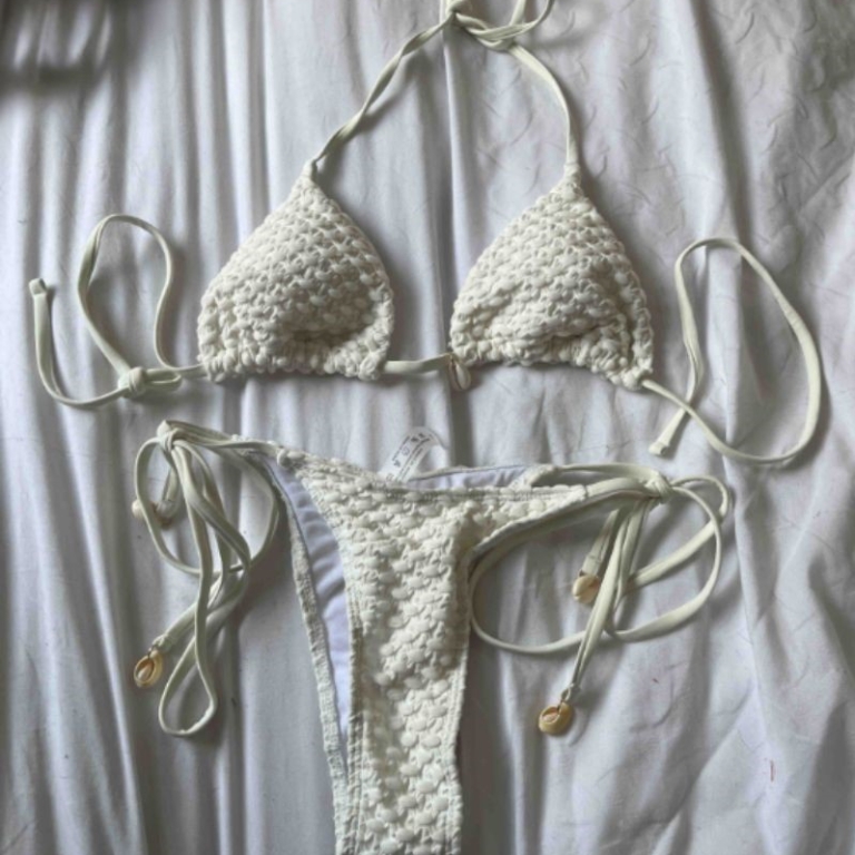 Beige Crochet Bikini Set