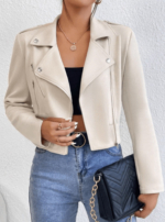 Lapel Neck Zip Up Jacket