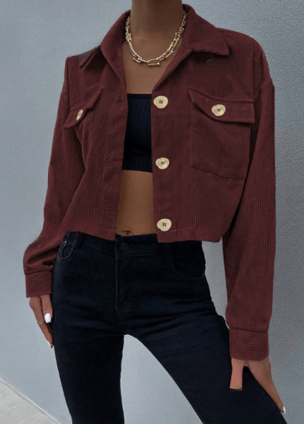 Single Breasted Casual Corduroy Jacket