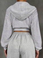 Drawstring Crop Hoodie Sweatshirt