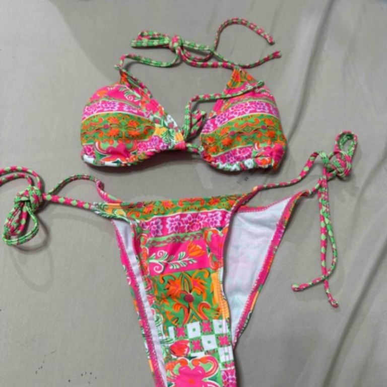 Floral Print Halter Bikini Set