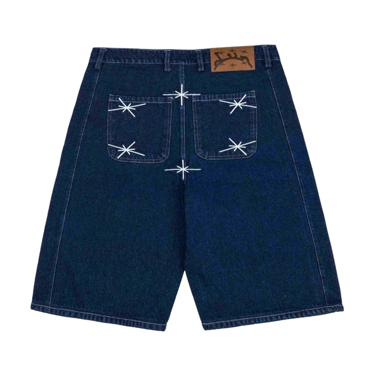 Graphic Embroidery Raw Denim Jort