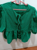 Green Blouse with Puff Sleeves