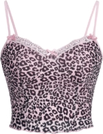 Leopard Mesh & Lace Cami Top