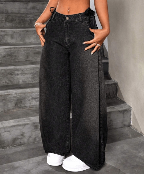 Loose Fit Wide Leg Denim Pants