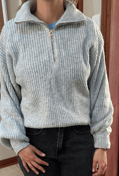 Quarter Zip Drop Shoulder Sweater