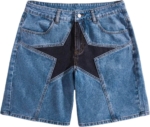 Star Patchwork Jean Shorts