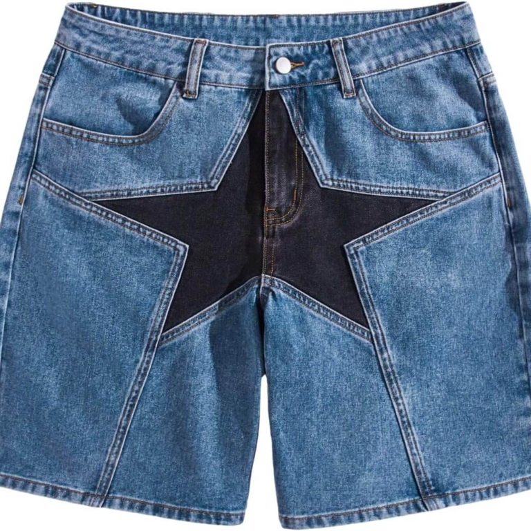 Star Patchwork Jean Shorts