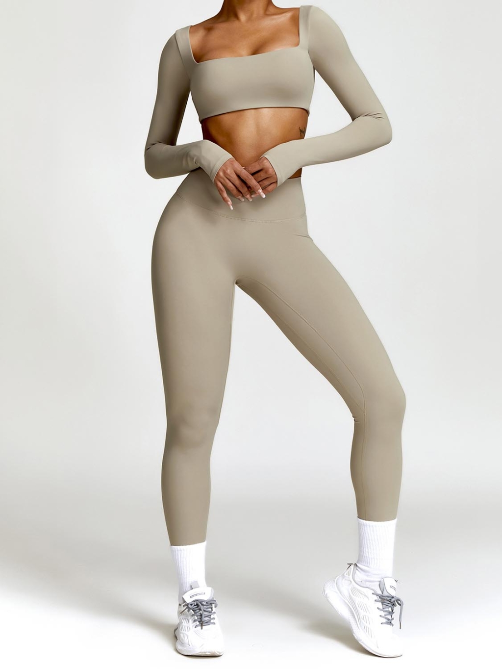 2-piece Long-sleeve Crop & Leggings Set