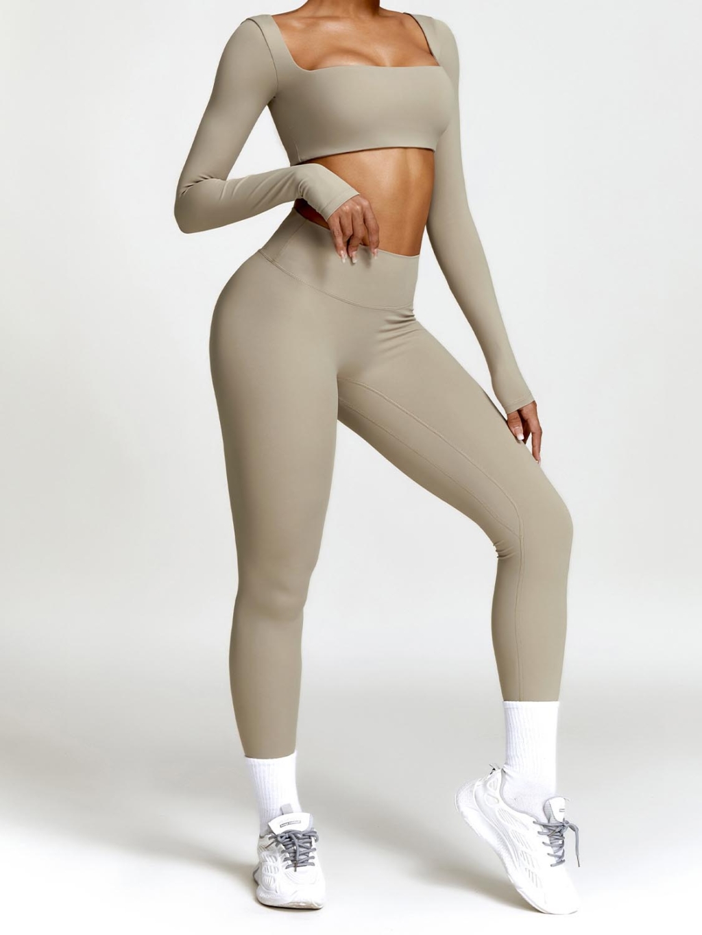 2-piece Long-sleeve Crop & Leggings Set