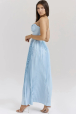 Strapless Pleated Maxi Dress