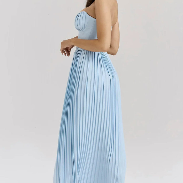 Strapless Pleated Maxi Dress