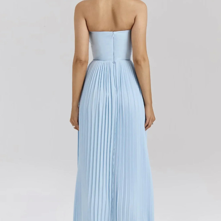 Strapless Pleated Maxi Dress