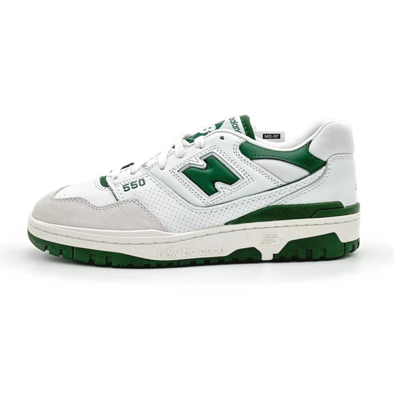 New Balance 550 White Green and Ivory Grey