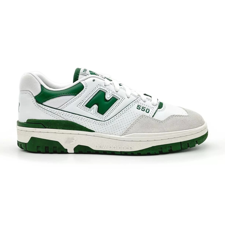 New Balance 550 White Green and Ivory Grey