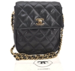 CHANEL Calf Skin Matelasse Chain Shoulder Cross Bag