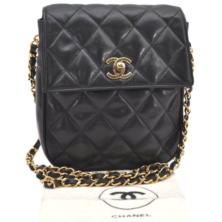 CHANEL Calf Skin Matelasse Chain Shoulder Cross Bag