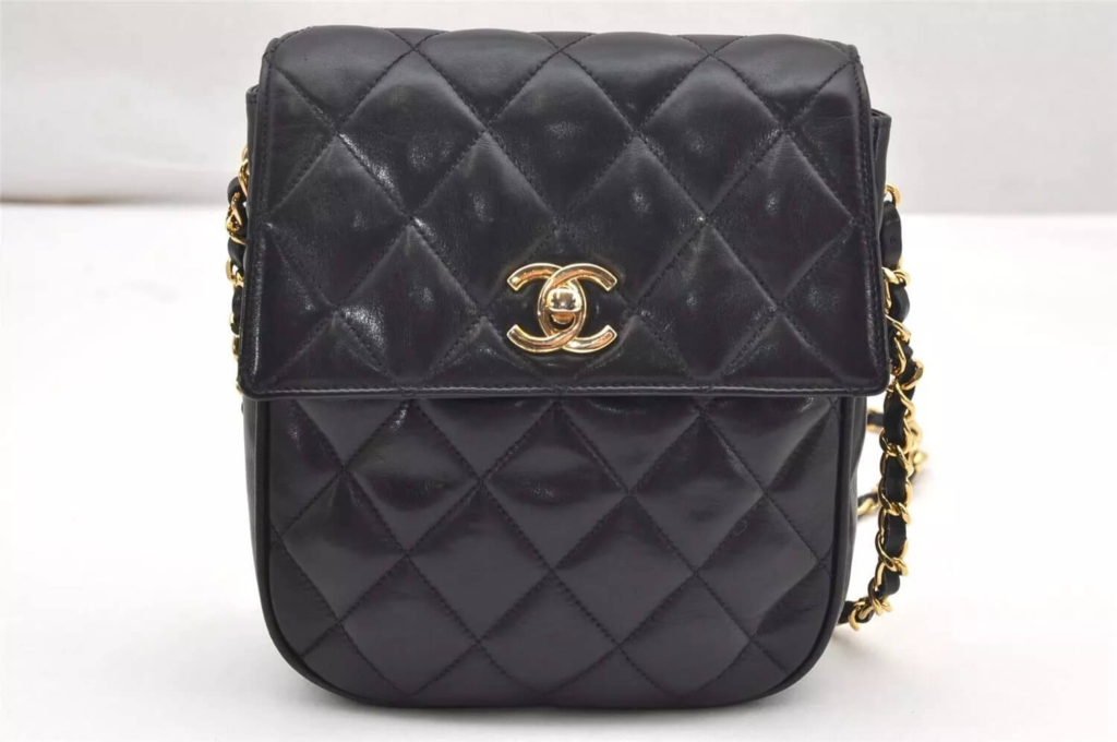 CHANEL Calf Skin Matelasse Chain Shoulder Cross Bag