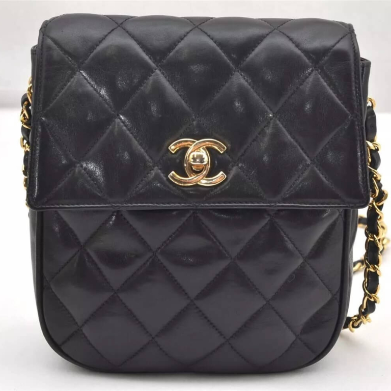 CHANEL Calf Skin Matelasse Chain Shoulder Cross Bag