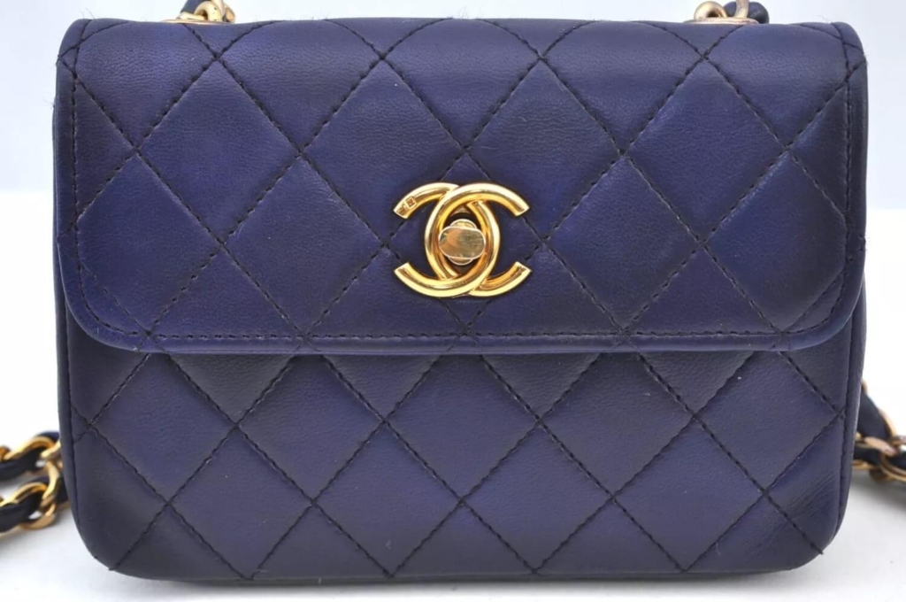 CHANEL Lamb Skin Mini Matelasse Chain Shoulder Bag