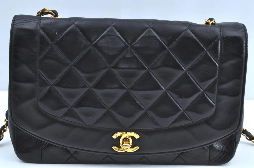 CHANEL Lamb Skin Turnlock Matelasse Shoulder Cross Bag