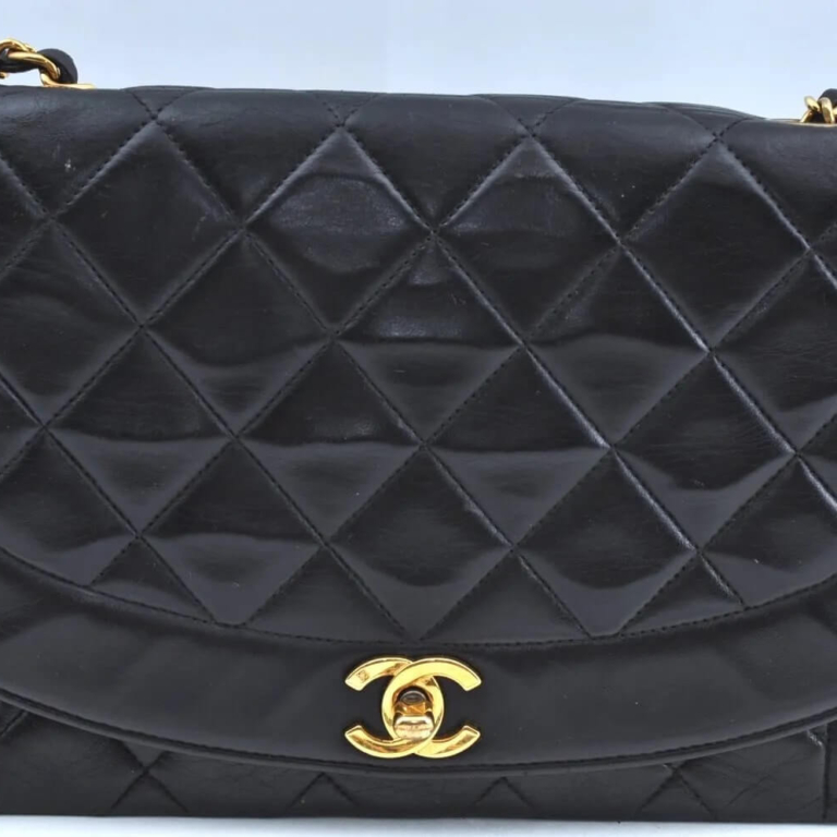 CHANEL Lamb Skin Turnlock Matelasse Shoulder Cross Bag