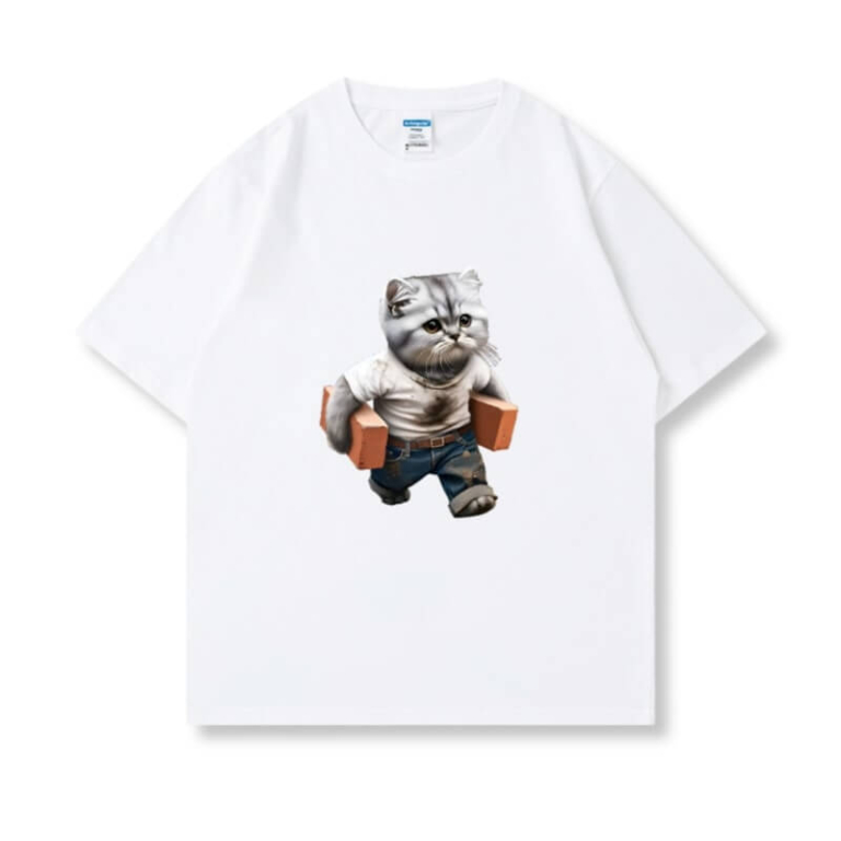 Cat Carrying Bricks Tee