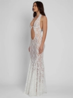 Lace Halter Neck Maxi Dress