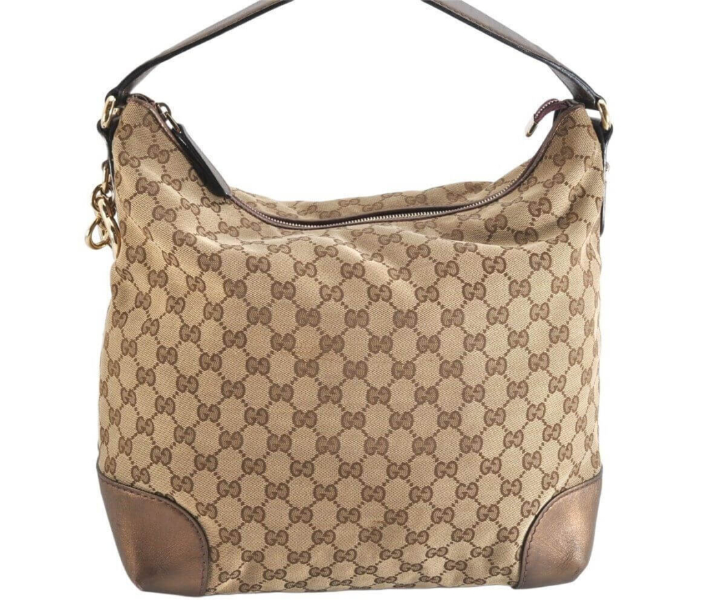 GUCCI Heart Bit Shoulder Bag GG Canvas Leather