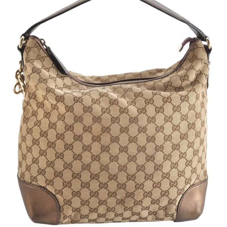 GUCCI Heart Bit Shoulder Bag GG Canvas Leather