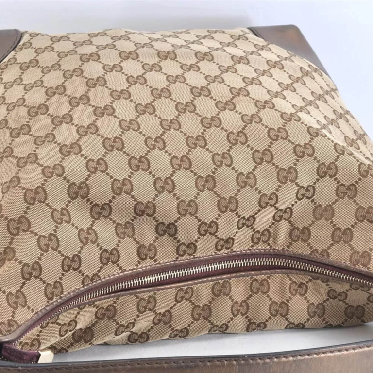 GUCCI Heart Bit Shoulder Bag GG Canvas Leather