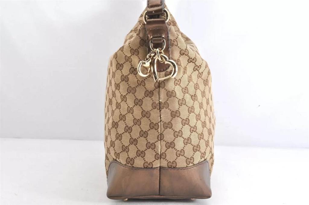 GUCCI Heart Bit Shoulder Bag GG Canvas Leather