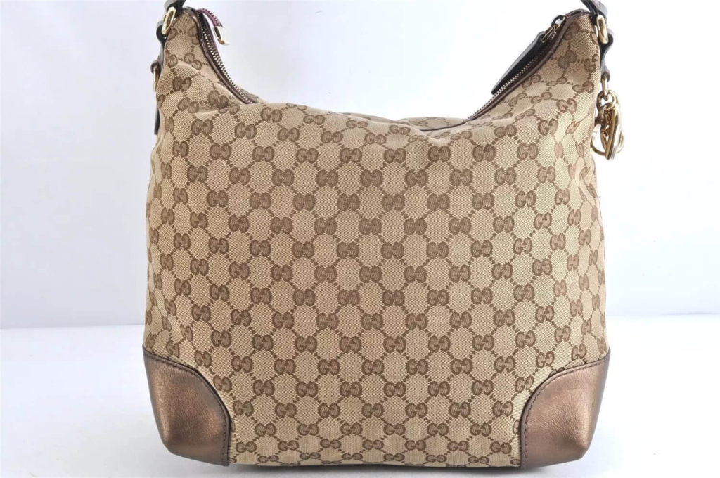 GUCCI Heart Bit Shoulder Bag GG Canvas Leather