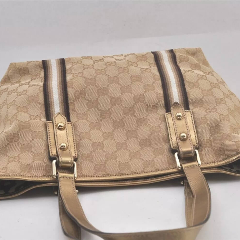 GUCCI Vintage Shoulder Tote Bag GG Canvas Leather