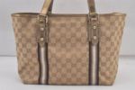 GUCCI Vintage Shoulder Tote Bag GG Canvas Leather