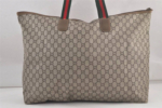 GUCCI Web Sherry Line GG Plus Travel Bag PVC Leather